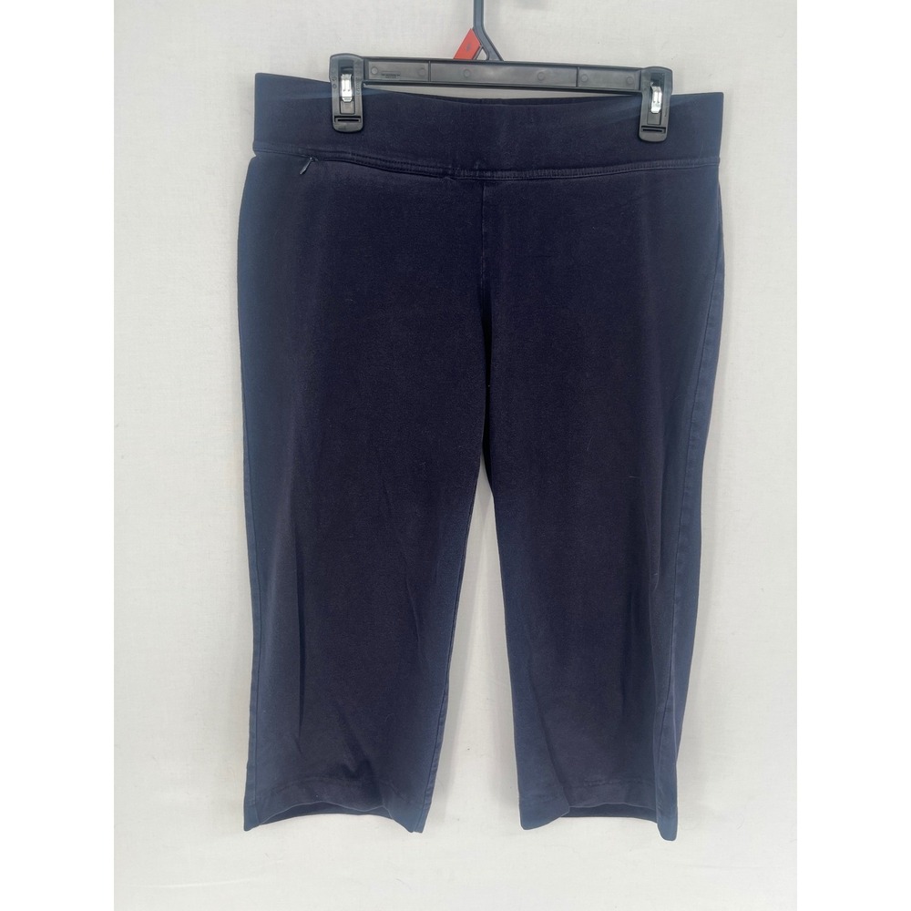 Lands End Starfish Knit Crop Pants Navy Blue Stretch Pull On Leggings Womens M/P